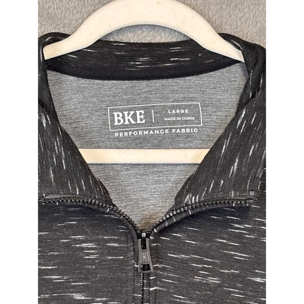 BKE Performance Mens Large Quarter Zip Pullover Gray Space Dye BK00054M Stretch